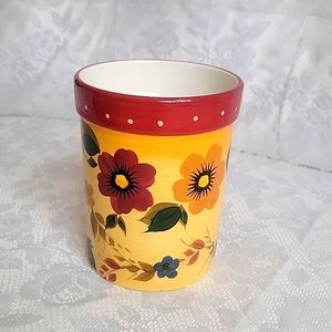 Oneida Sunset Bouquet Utensil Holder Storage Container Hand Painted
